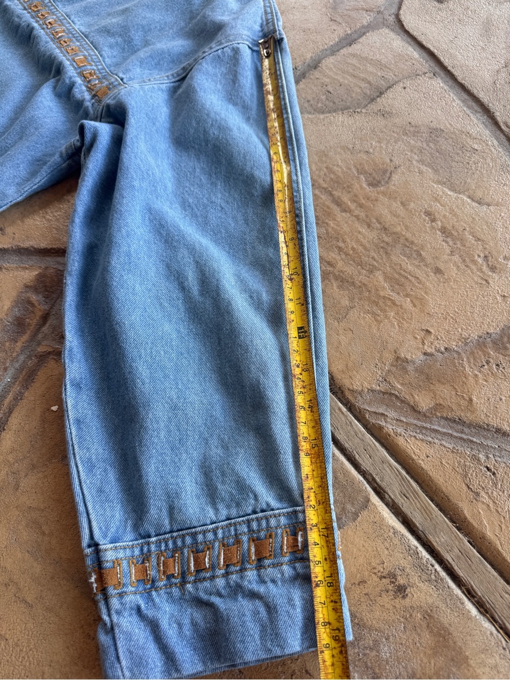 Vintage AT Sport Denim Jacket S Fringe Western Southwestern Boho Oversized - Picture 16 of 16